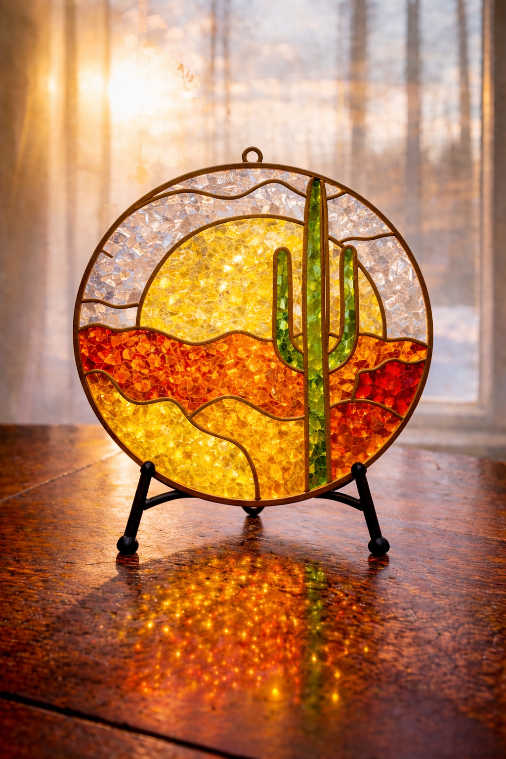DIY Desert Crushed Glass Suncatcher