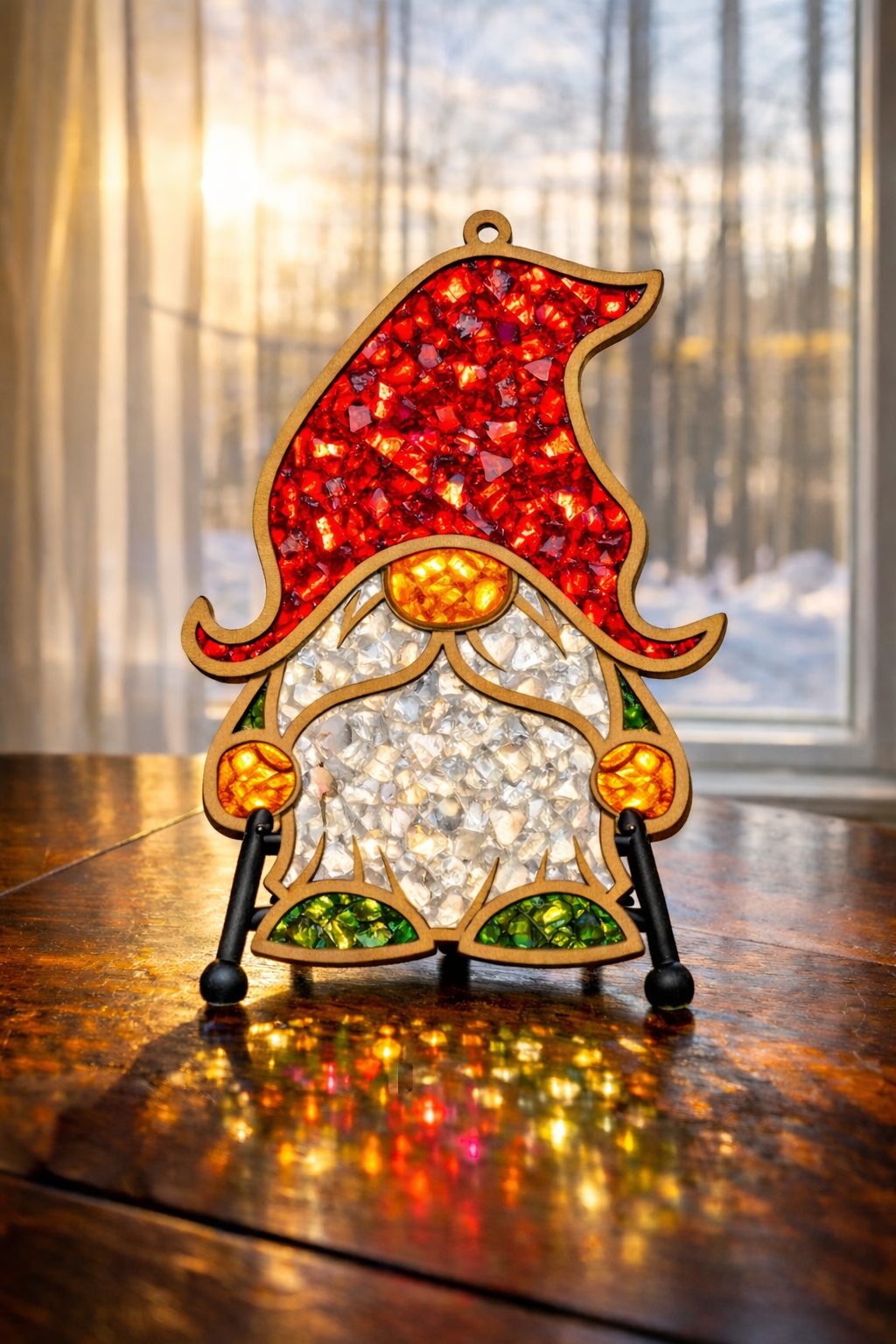 DIY Gnome Crushed Glass Suncatcher