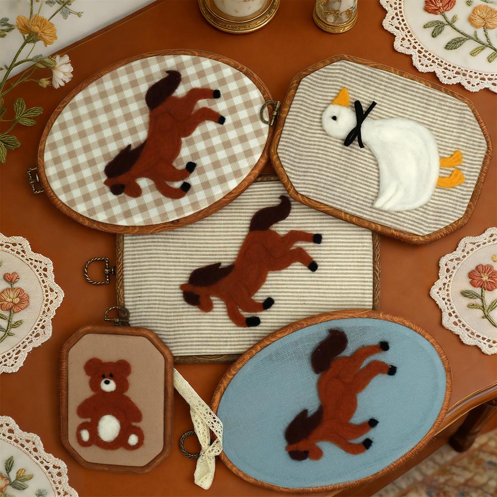 Hand Felted Horse Embroidery Hoop, Nursery Wall Art with Western Style Multiple styles available