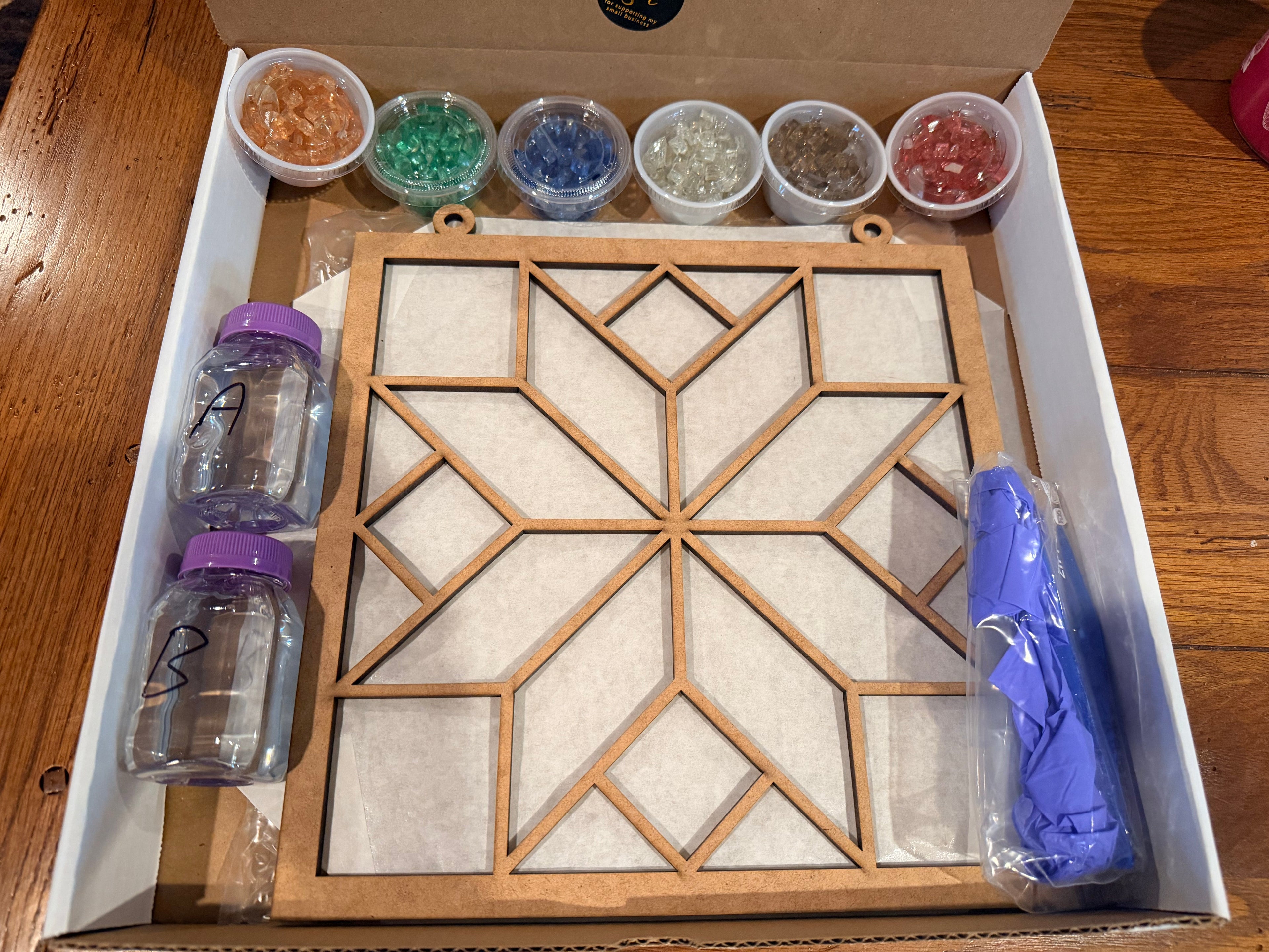 DIY Barn Quilt Crushed Glass Suncatcher