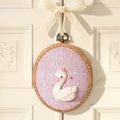 Needle Felted Swan Hoop Art, Princess Crown Nursery Decor, Pink Baby Room