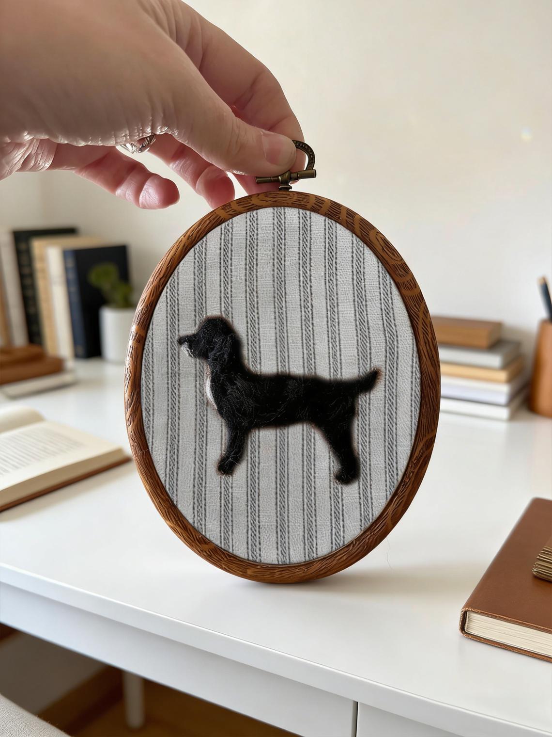 Custom Dog Needle Felt Embroidery Hoop Portrait, Personalized Full Body Pet Portrait