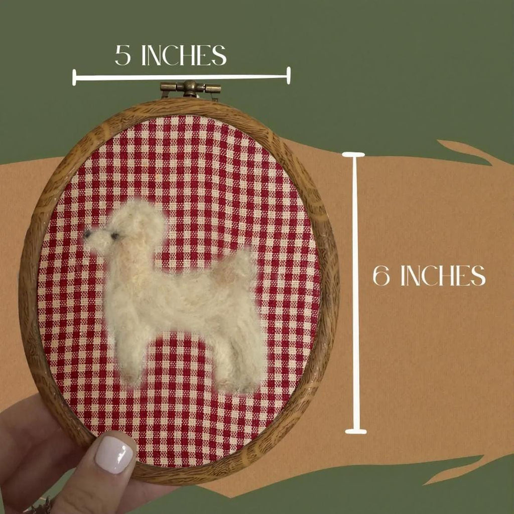 Custom Dog Needle Felt Embroidery Hoop Portrait, Personalized Full Body Pet Portrait