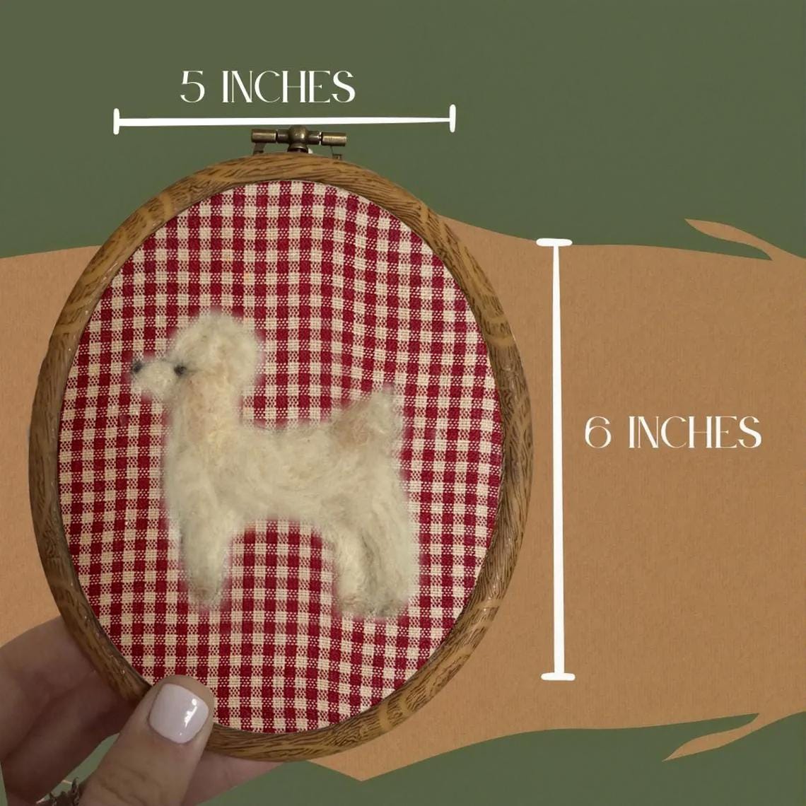 Custom Dog Needle Felt Embroidery Hoop Portrait, Personalized Full Body Pet Portrait