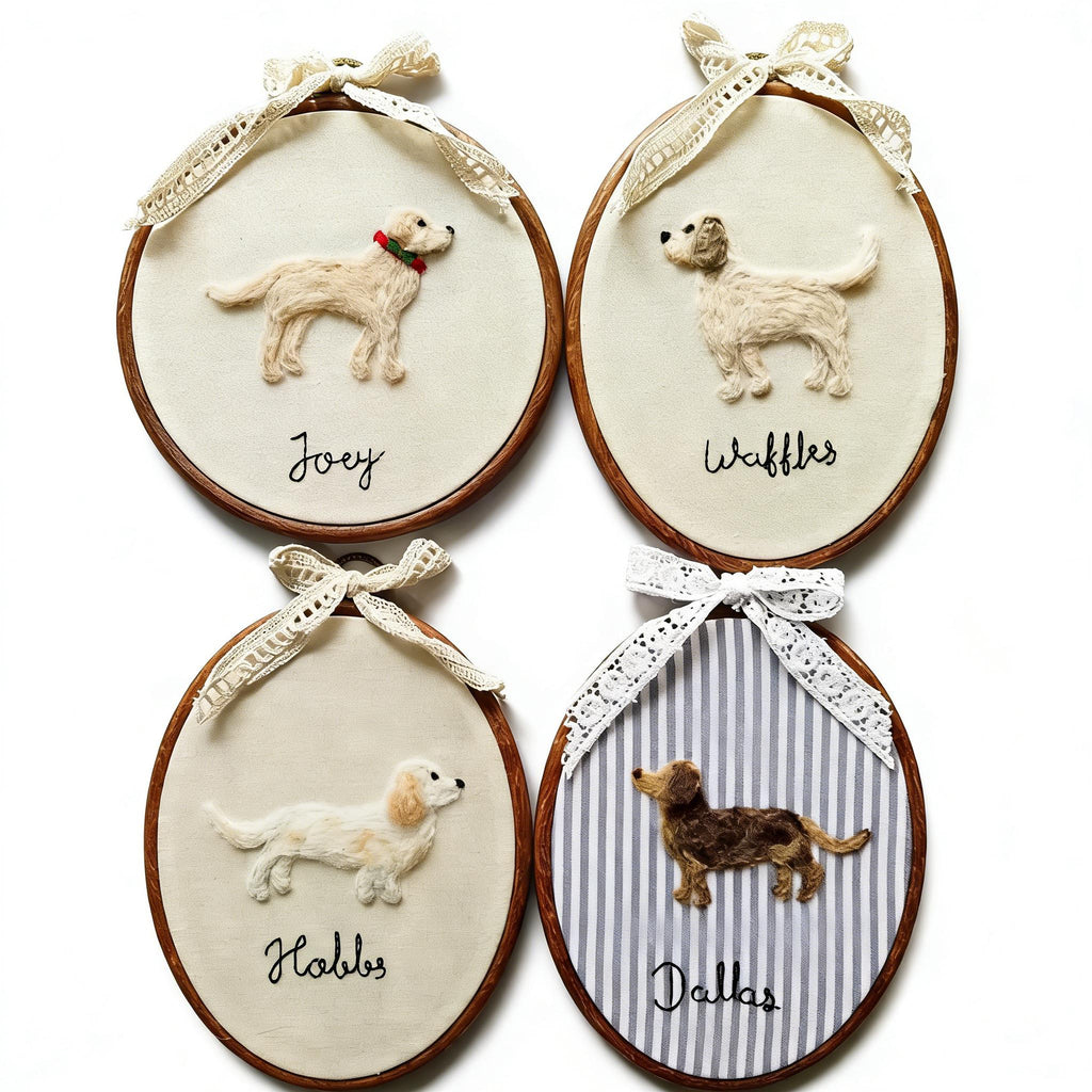 Personalized Needle Felted Dog Embroidery Hoop | Custom Pet Portrait Wall Art