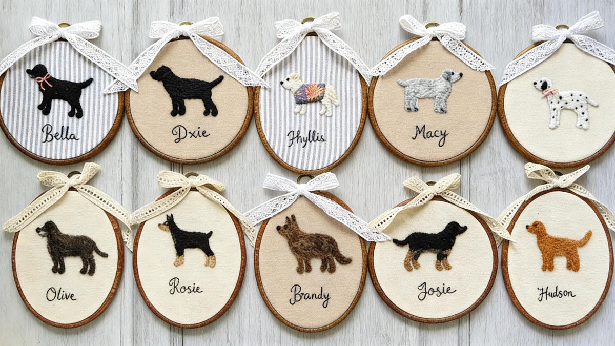 Personalized Needle Felted Dog Embroidery Hoop | Custom Pet Portrait Wall Art