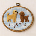Personalized Two Pet Embroidery Hoop Portrait, Custom Wool Felt Pet Wall Art