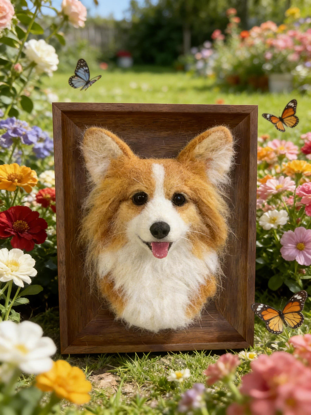 Custom Felted Pet Portrait Framed, Wool Felt Cat Sculpture with Frame, Personalized Pet Memorial
