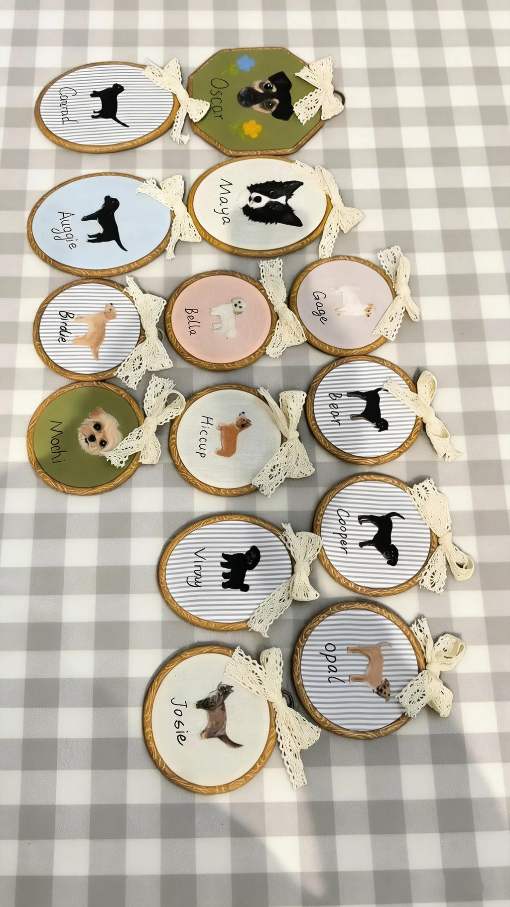 Personalized Two Pet Embroidery Hoop Portrait, Custom Wool Felt Pet Wall Art