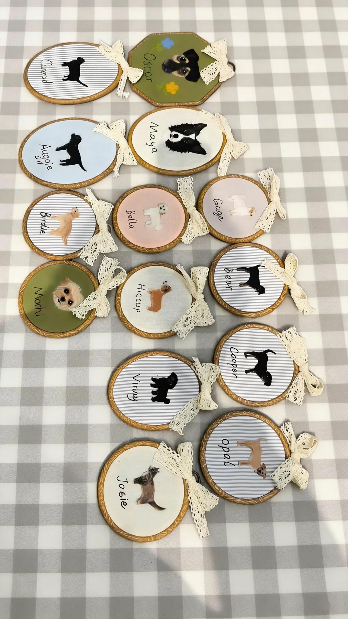 Personalized Two Pet Embroidery Hoop Portrait, Custom Wool Felt Pet Wall Art