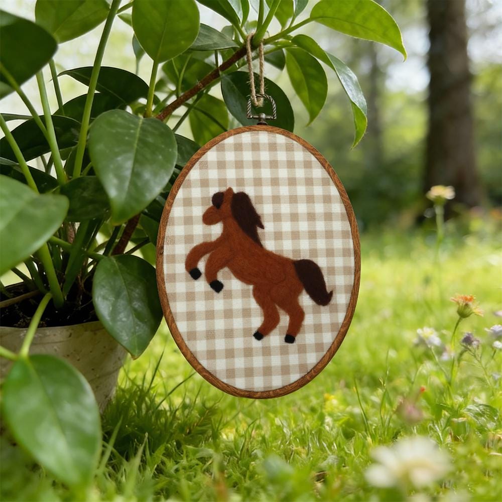 Hand Felted Horse Embroidery Hoop, Nursery Wall Art with Western Style Multiple styles available