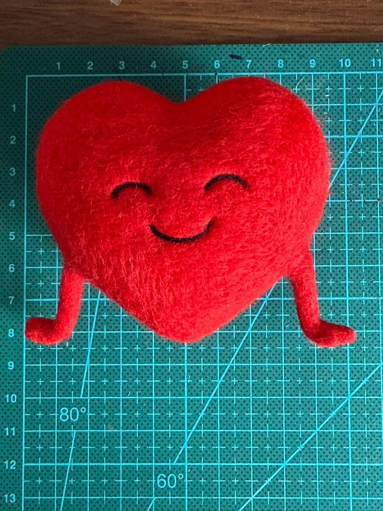 Felt Heart Plush, Smiling Figurine, Valentine's Day Gift