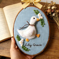 Personalized Felt Goose Nursery Wall Art, Handmade Needle Felt Hoop, Baby Room Heirloom Decor
