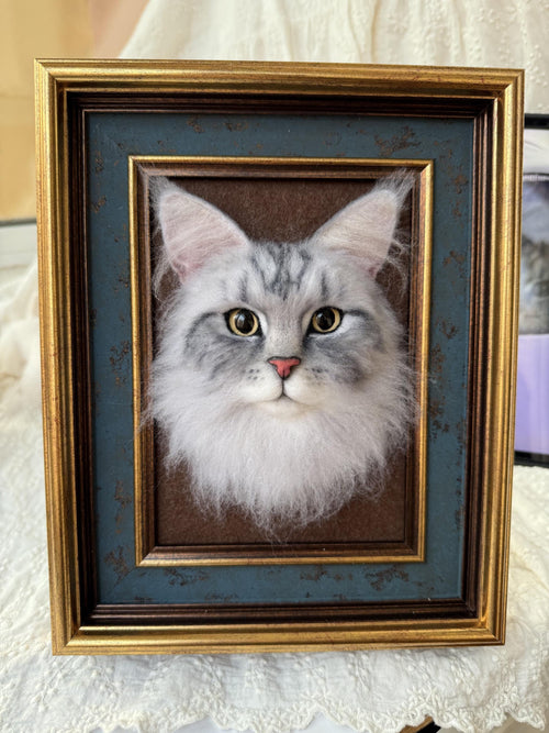 Custom Needle Felted Pet Portrait Frame, Handmade Keepsake Gift