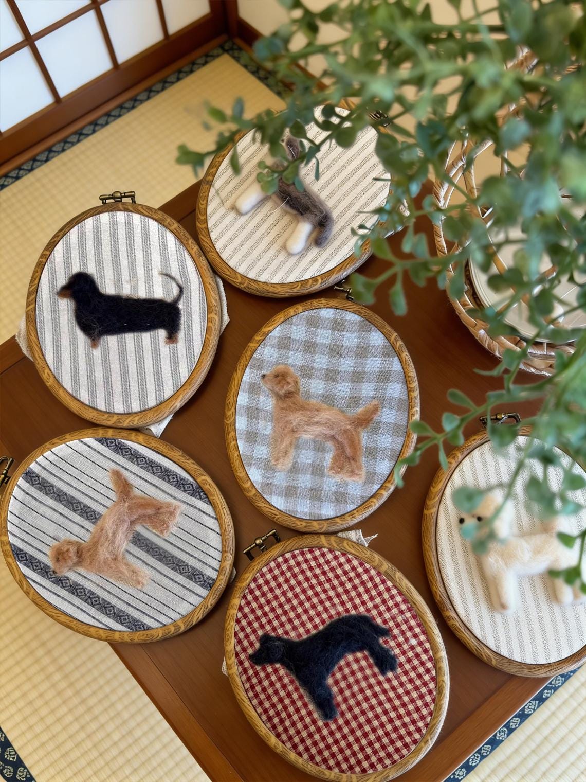 Custom Dog Needle Felt Embroidery Hoop Portrait, Personalized Full Body Pet Portrait