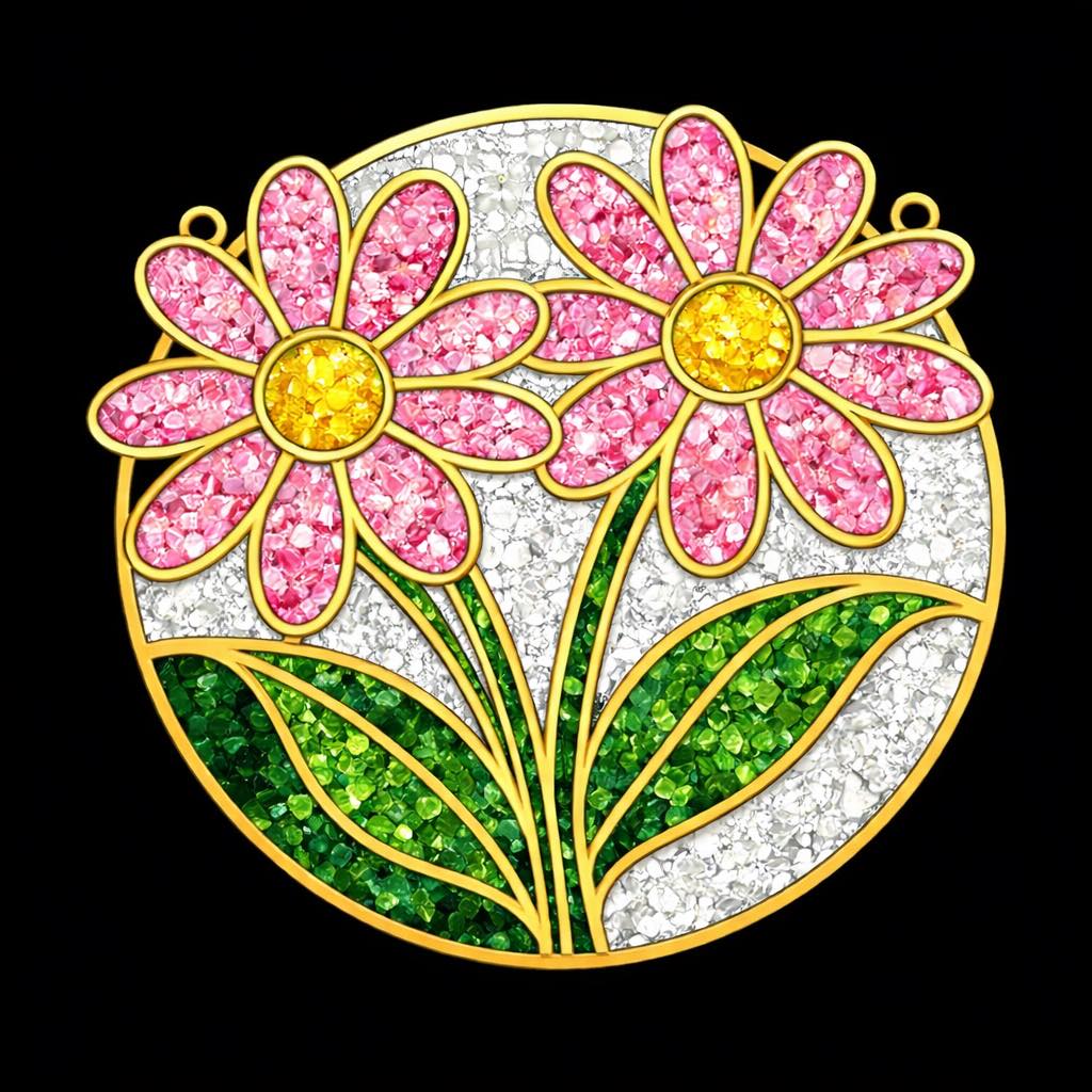DIY Flowers Crushed Glass Suncatcher