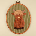 Needle Felted Highland Cow Wall Art | Handmade Wool Cow Embroidery Hoop | Farmhouse Nursery Decor
