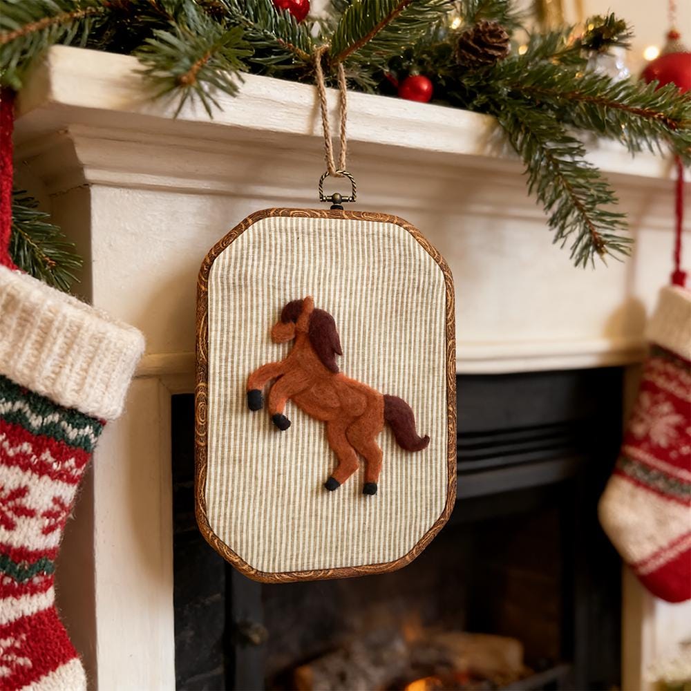 Hand Felted Horse Embroidery Hoop, Nursery Wall Art with Western Style Multiple styles available
