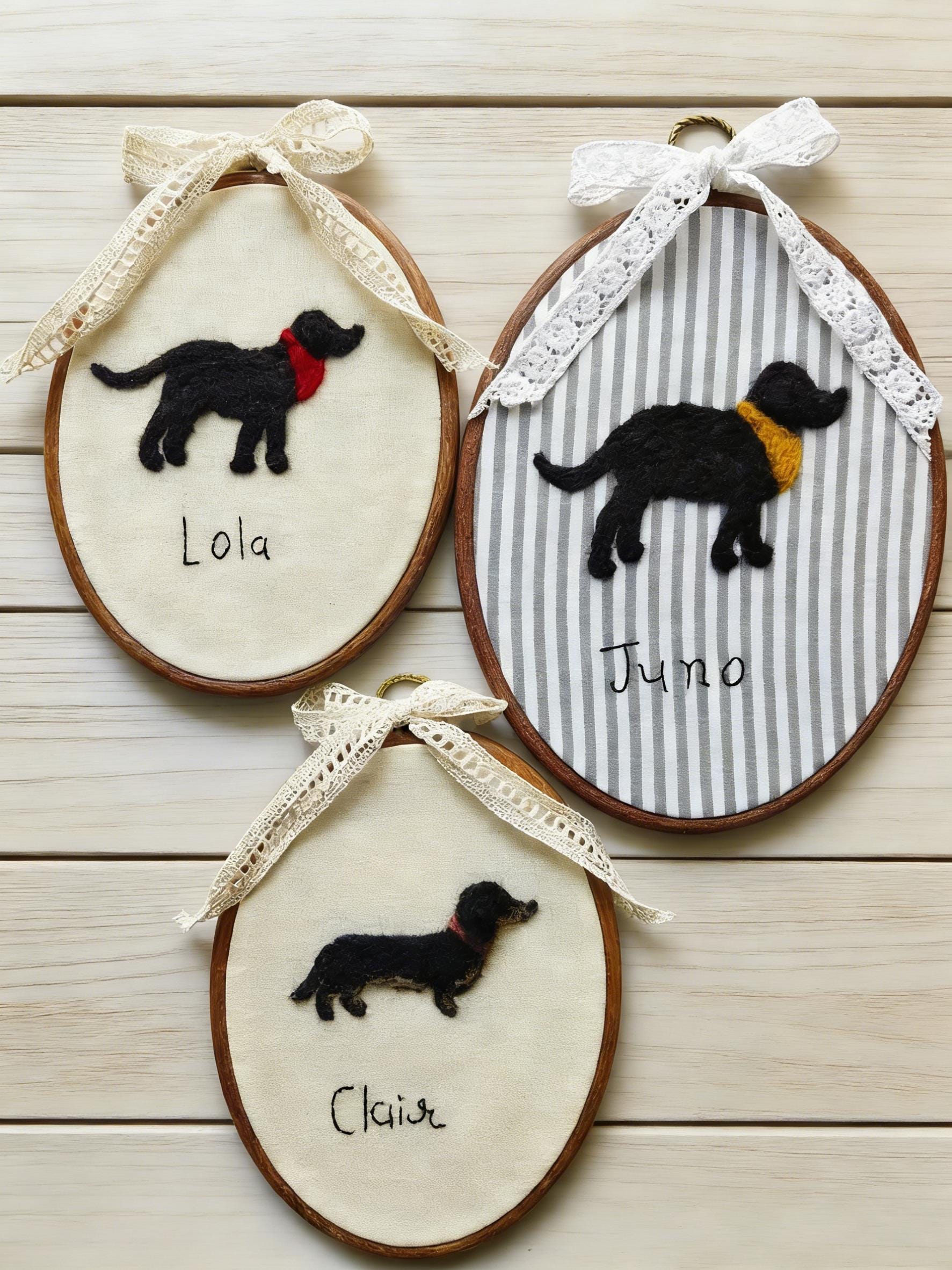 Personalized Needle Felted Dog Embroidery Hoop | Custom Pet Portrait Wall Art