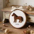 Personalized Needle Felted Horse Hoop Art, Custom Name Wall Hanging, Wild Animal Nursery Decor