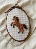 Felt Horse Embroidery Hoop – Handmade Nursery Wall Art, Western Decor