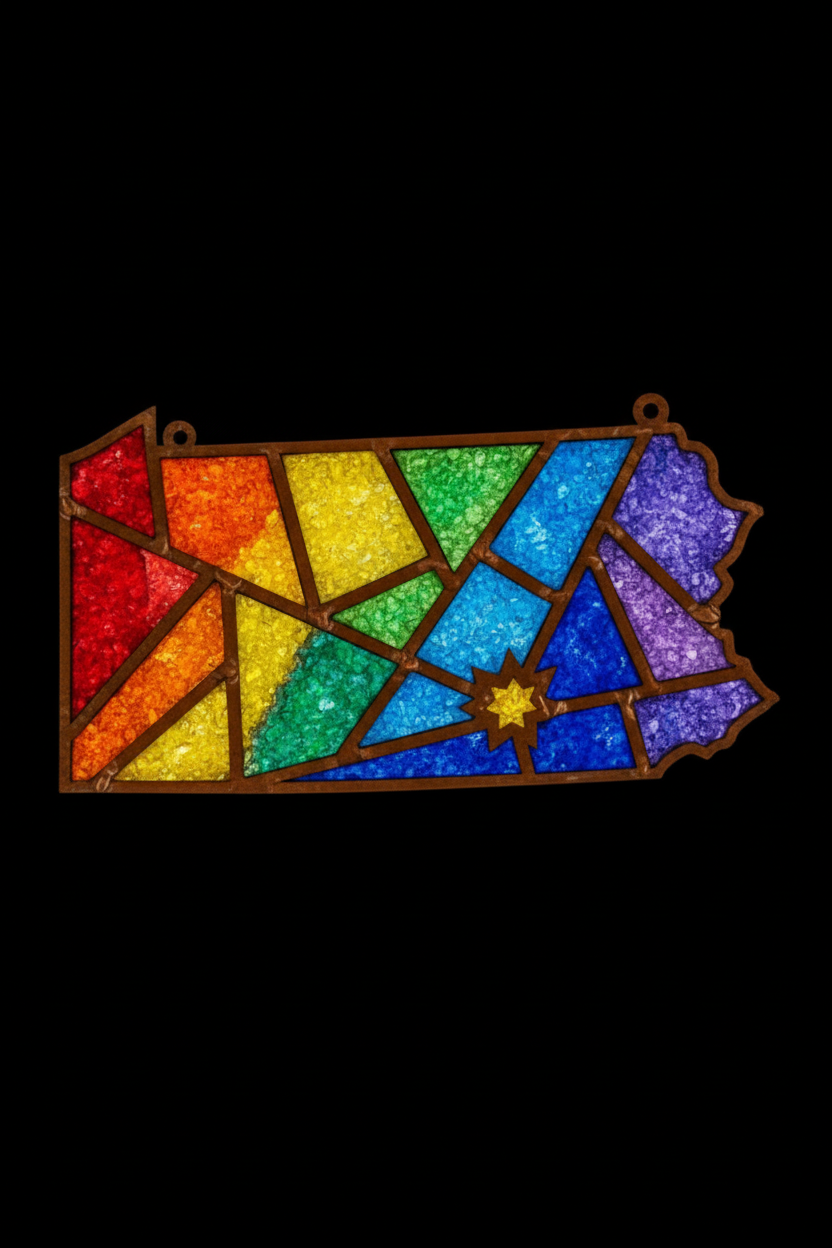 DIY Pennsylvania Crushed Glass Suncatcher