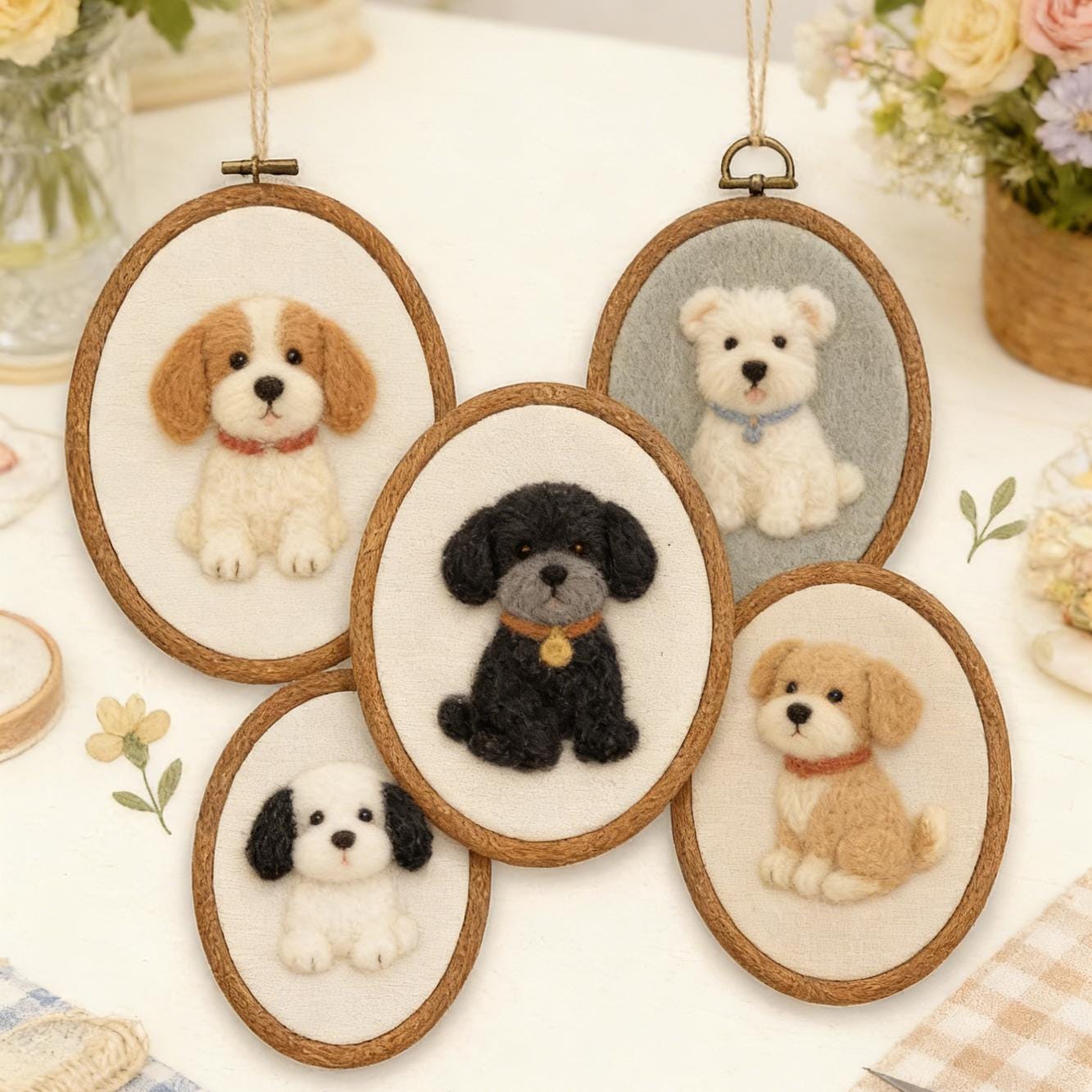 Custom Felt Animal Embroidery Hoop – Personalized Nursery Decor