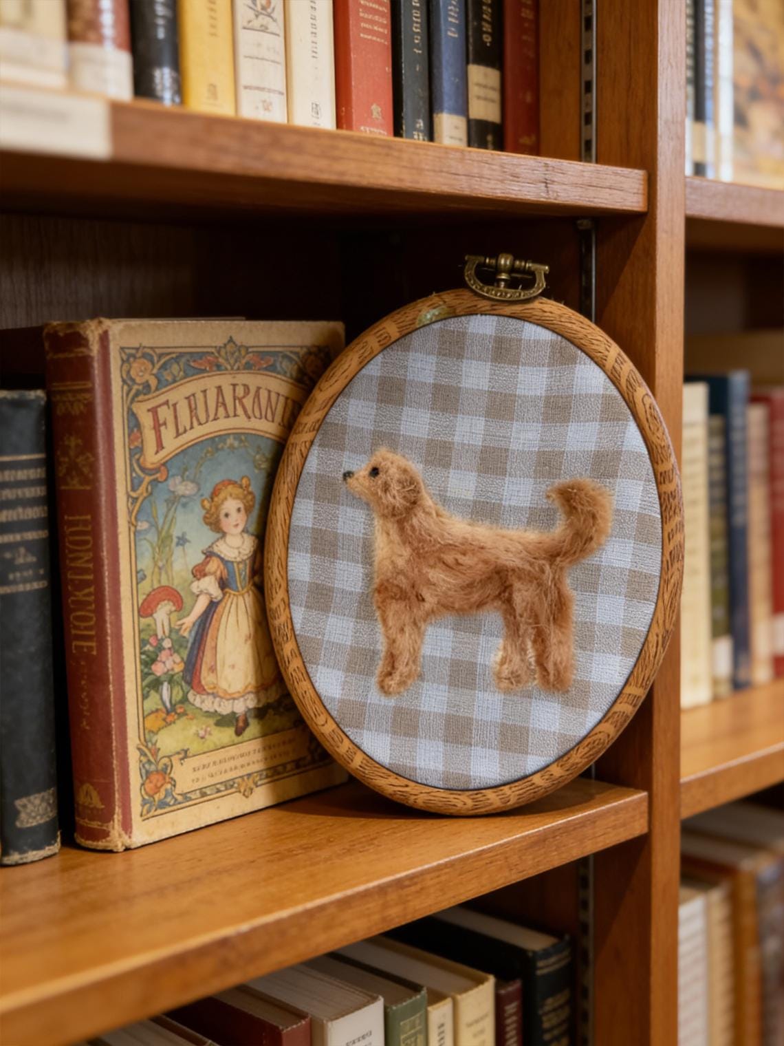 Custom Dog Needle Felt Embroidery Hoop Portrait, Personalized Full Body Pet Portrait