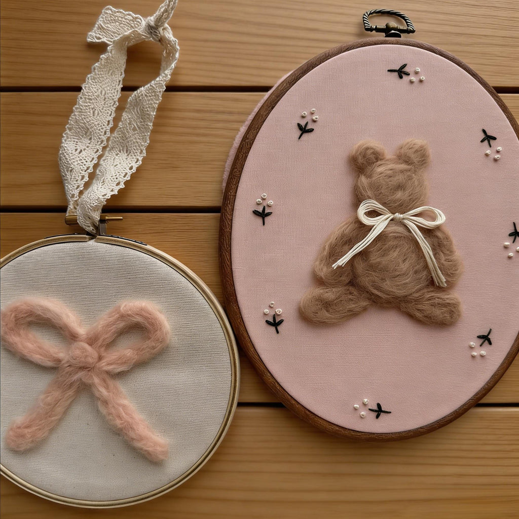 Custom Felt Animal Embroidery Hoop – Personalized Nursery Decor