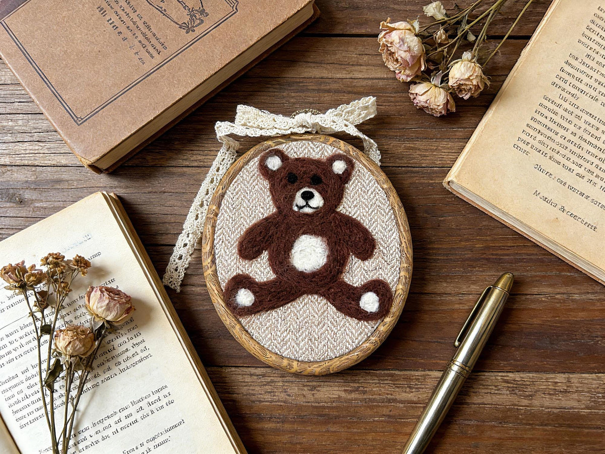 Hand Felted Wool Teddy Bear, Nursery Wall Decor