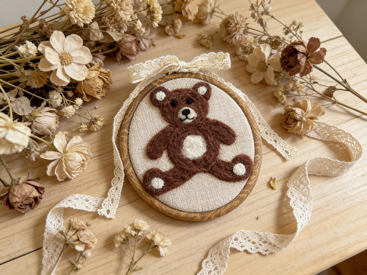 Hand Felted Wool Teddy Bear, Nursery Wall Decor