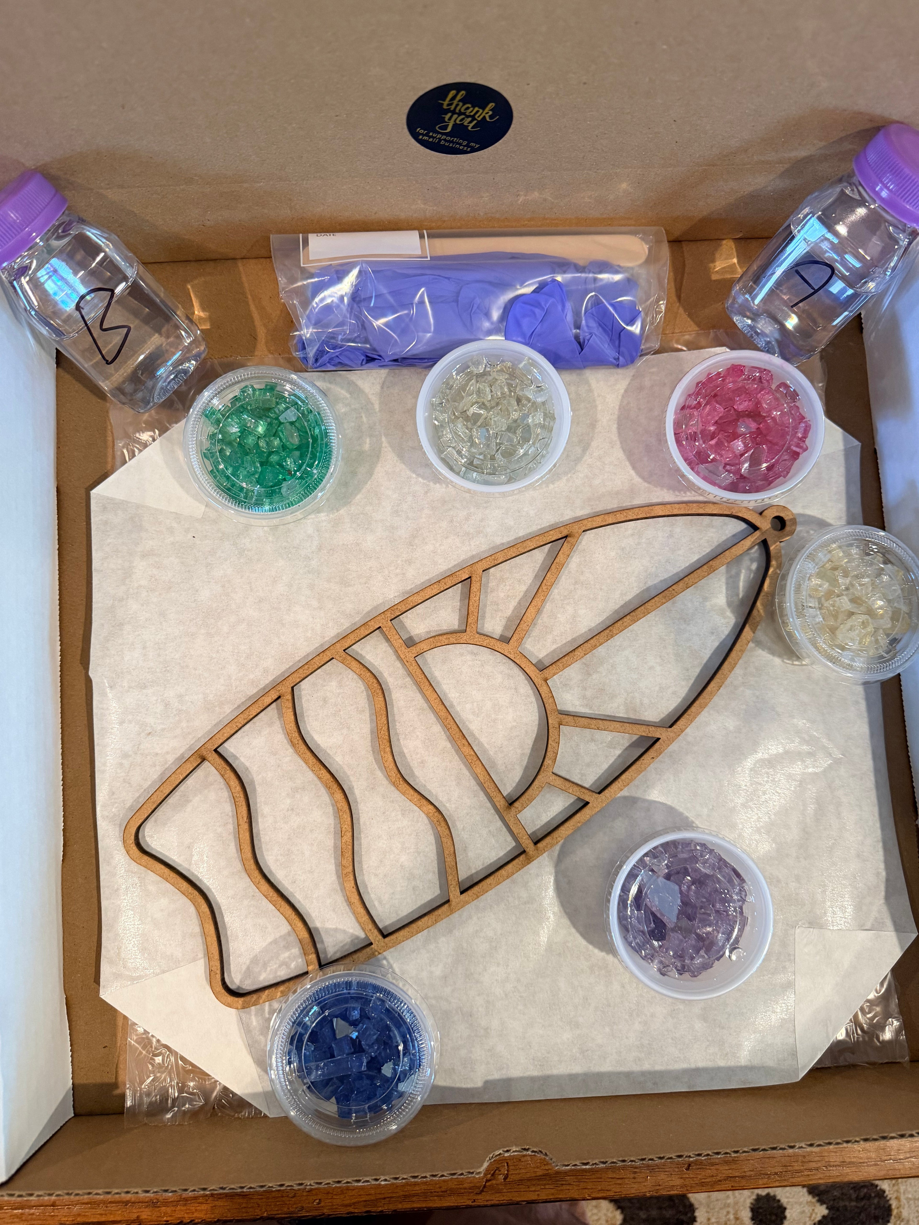 DIY Surfboard Crushed Glass Suncatcher