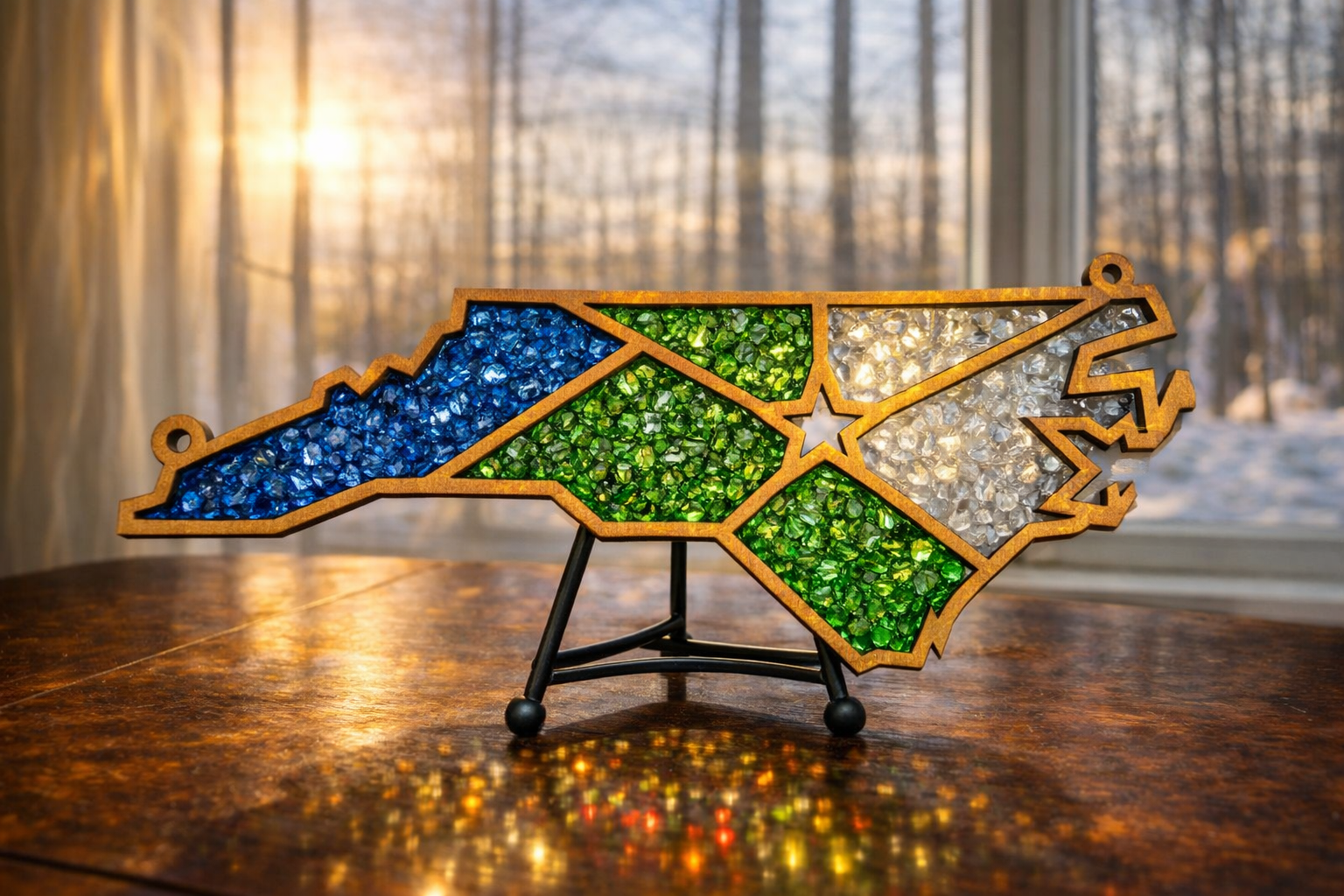 DIY North Carolina Crushed Glass Suncatcher
