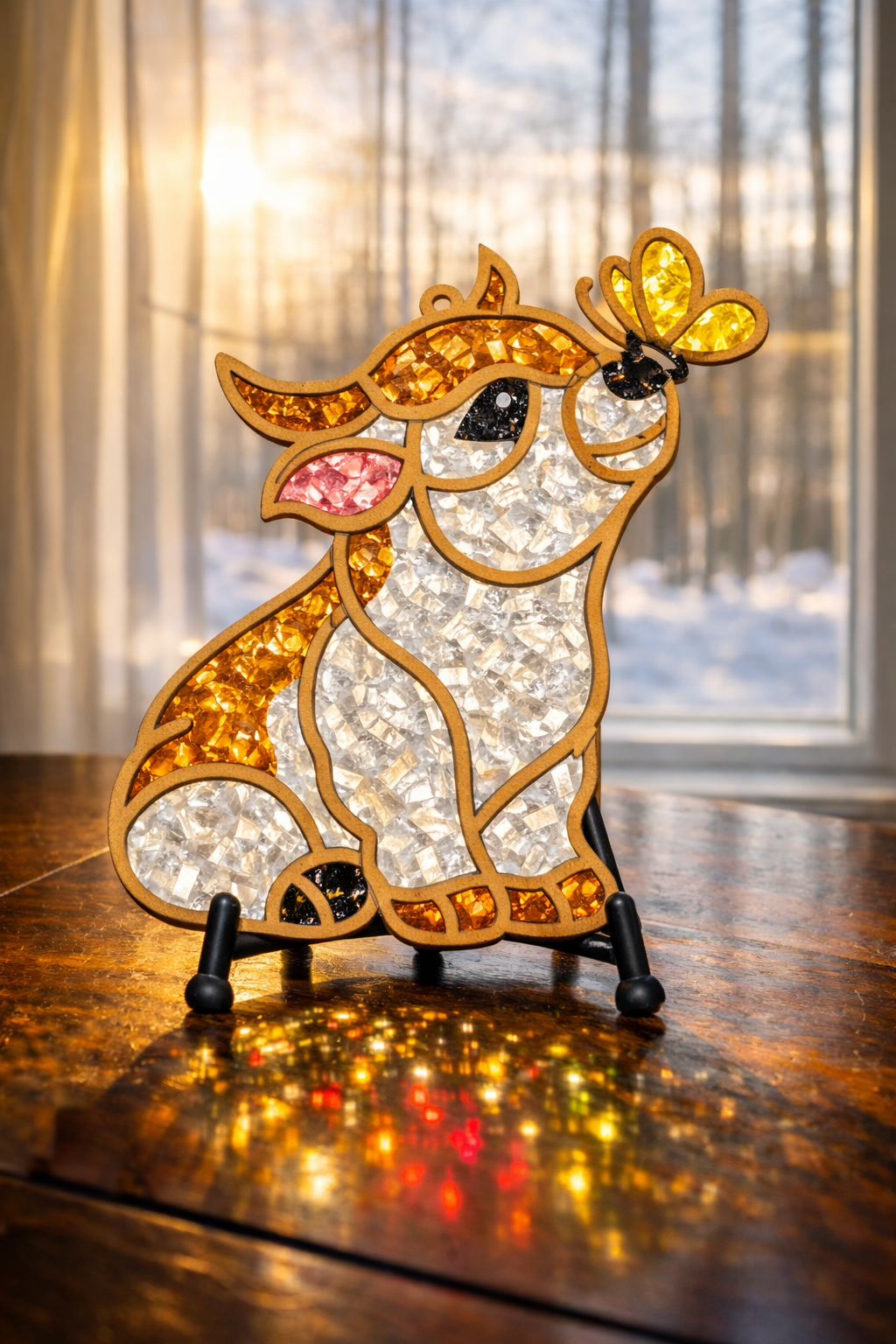DIY Butterfly Cow Kiss Crushed Glass Suncatcher