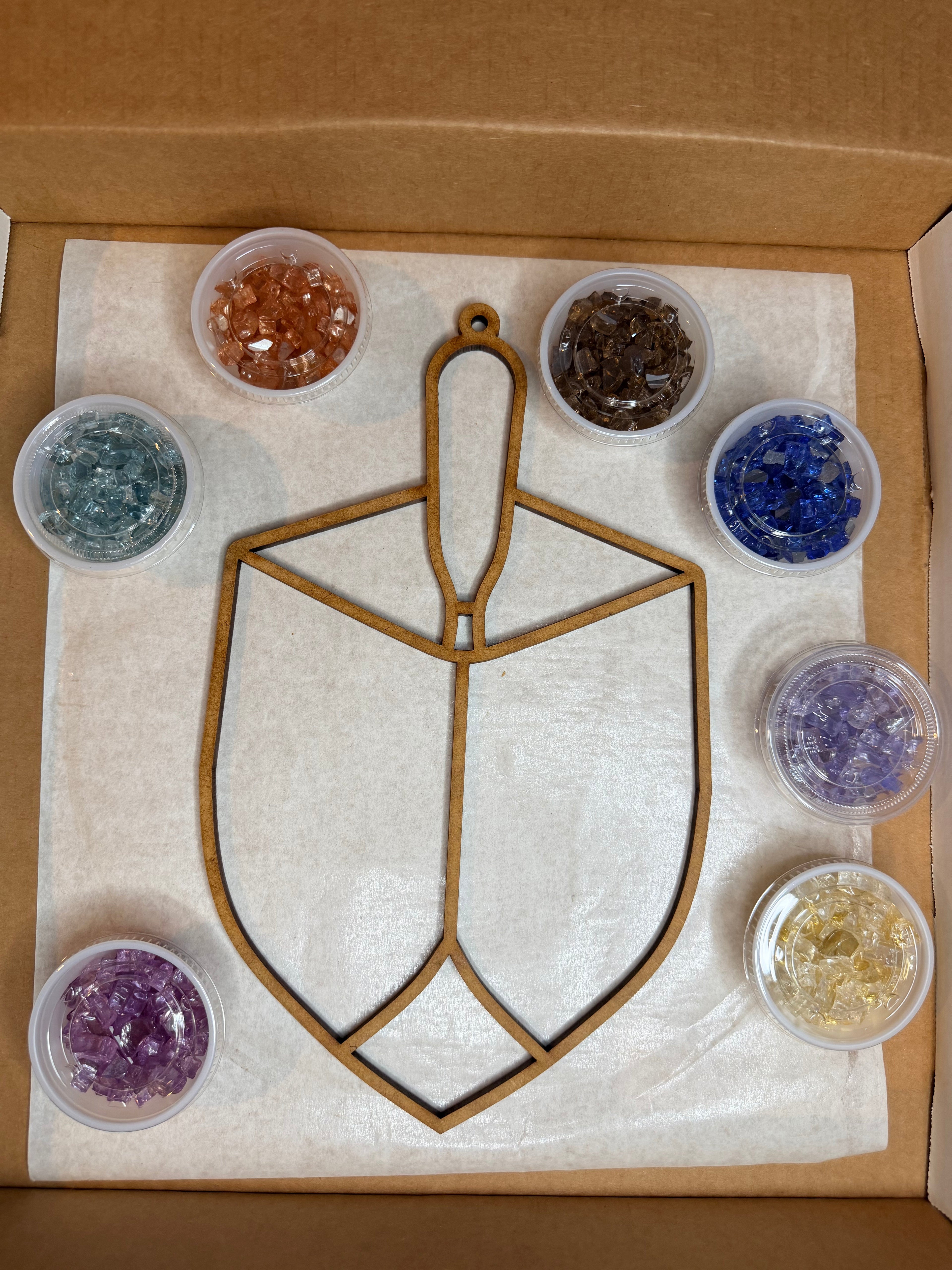 DIY Dreidel Crushed Glass Suncatcher