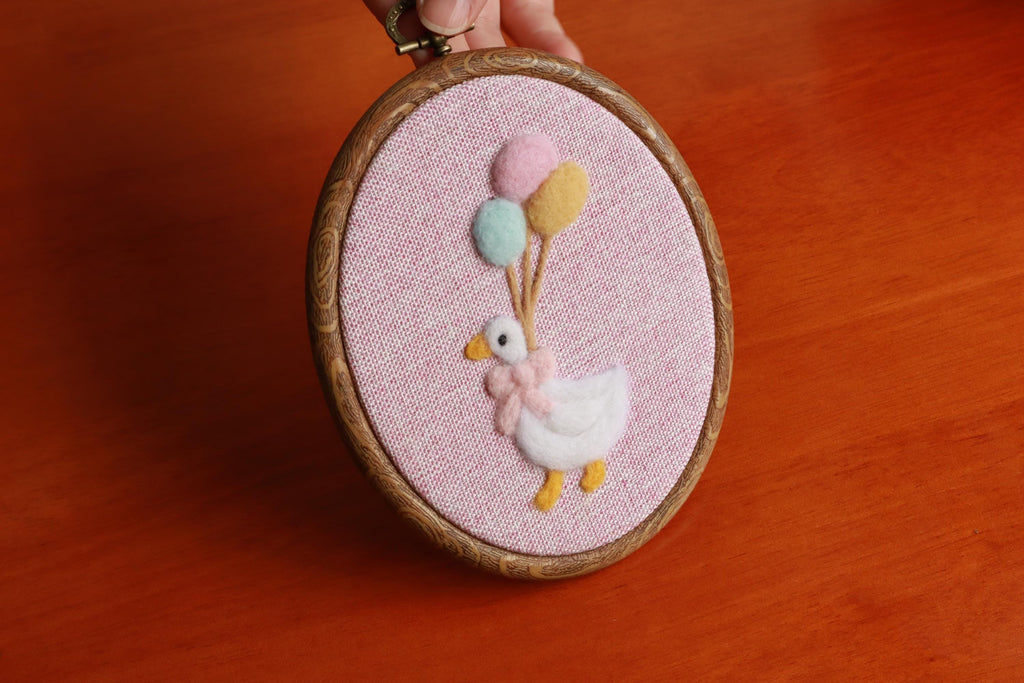 Needle Felted Swan Hoop Art, Princess Crown Nursery Decor, Pink Baby Room