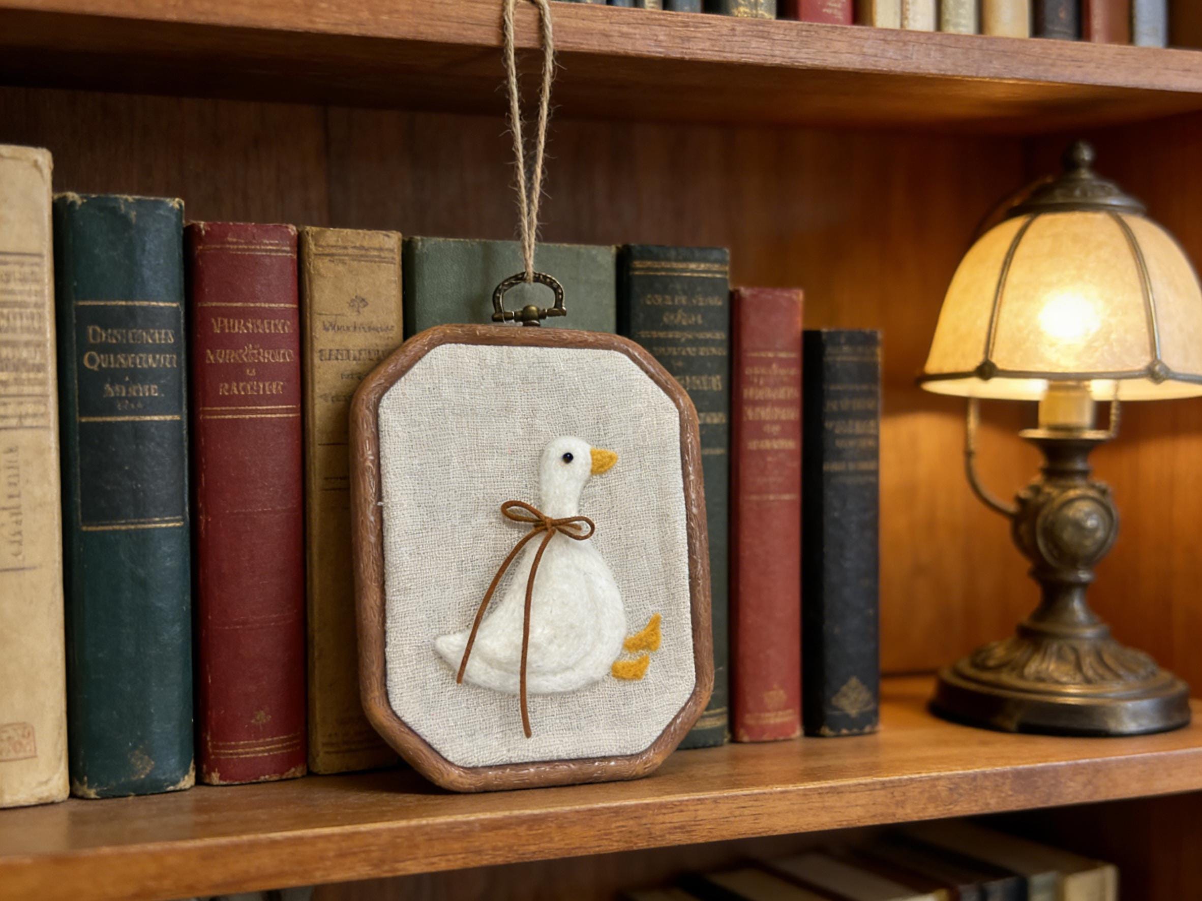 Felted Goose Embroidery Hoop, Custom Nursery Wall Art