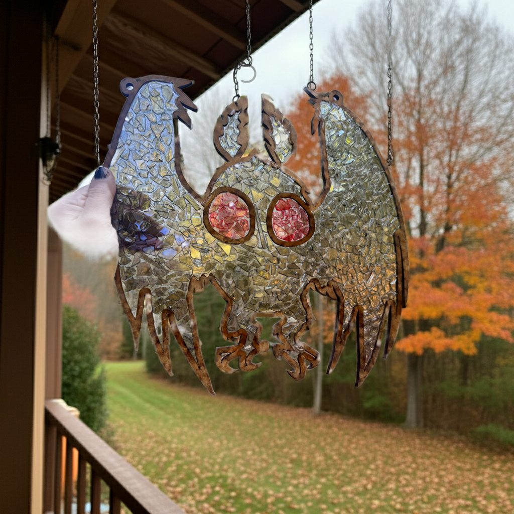 DIY Mothman Crushed Glass Suncatcher