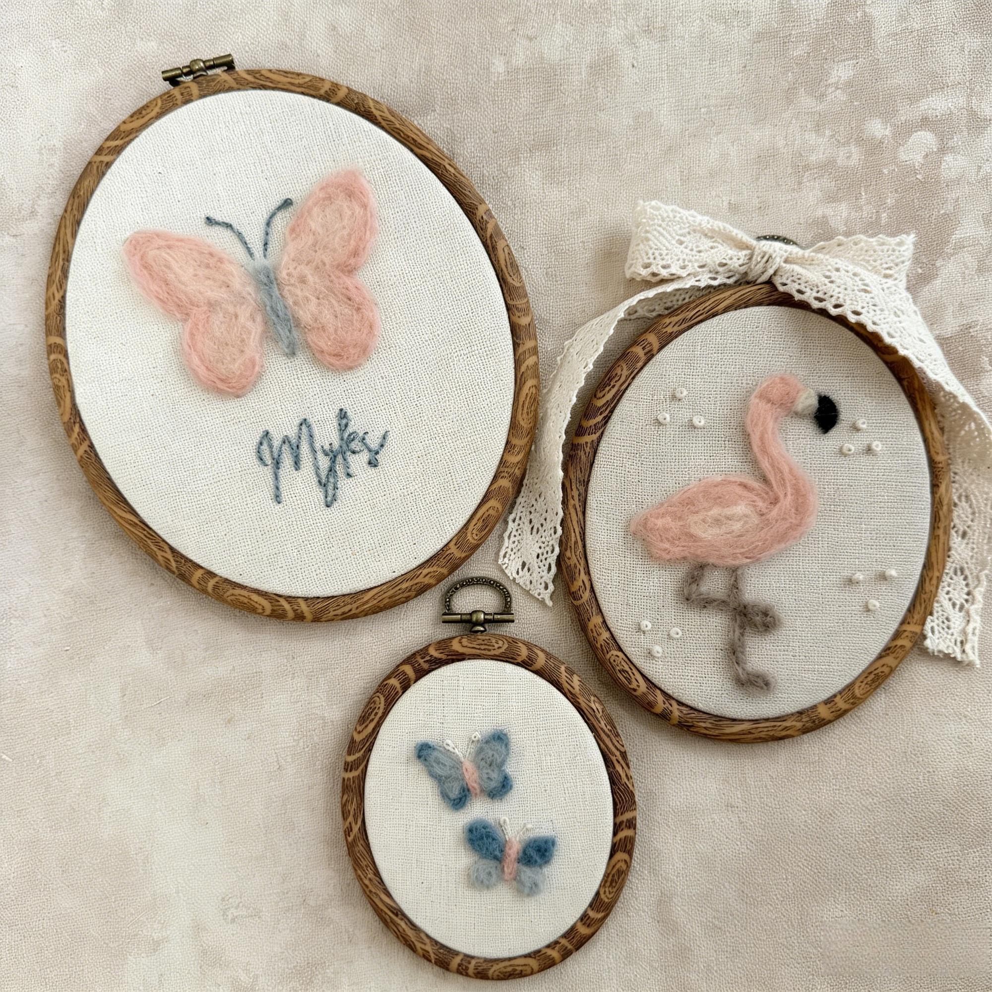 Custom Felt Animal Embroidery Hoop – Personalized Nursery Decor